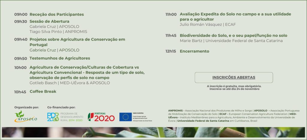 Colóquio sobre agricultura de conservação a 28 de Novembro em Coruche