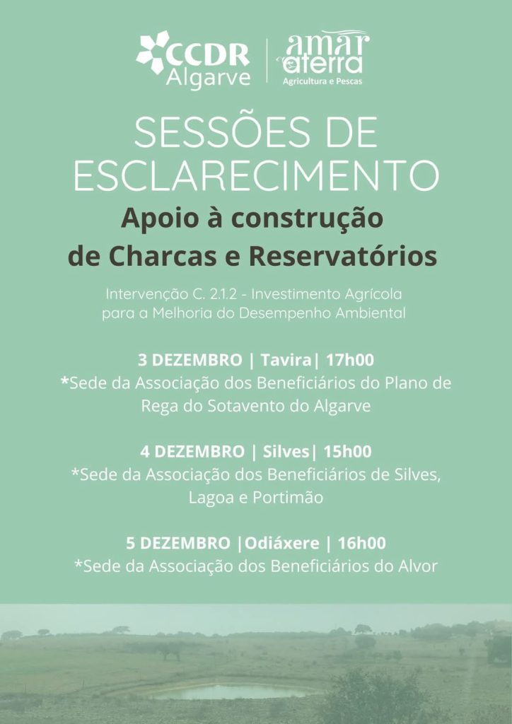 Sessões de esclarecimento no Algarve sobre concurso para apoios à construção de charcas e reservatórios